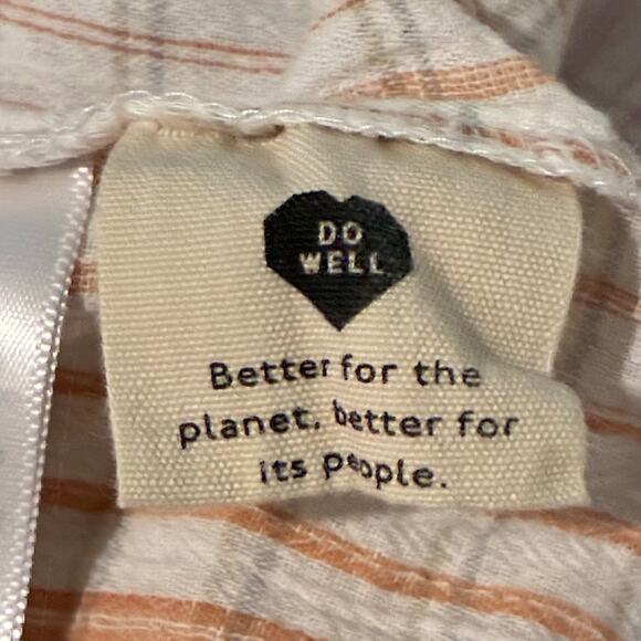 Madewell Lakeline Top Plaid Popover V Neck Shirt Cotton Pastel White Size Medium - Picture 6 of 10